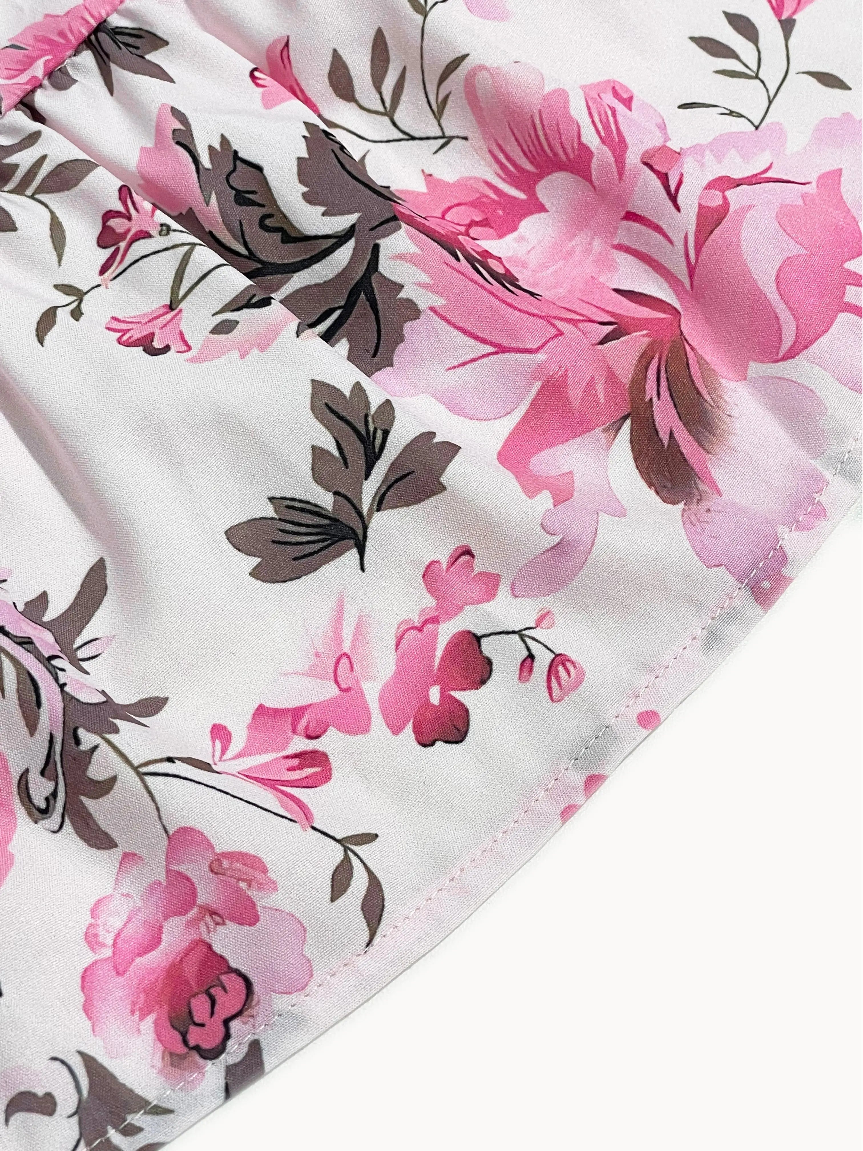 Floral Print Shirred Spaghetti Strap Dress