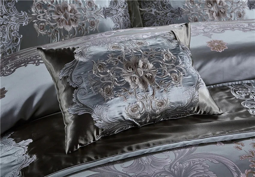 Luxury 4/6/10pcs Chic Satin Cotton Bedding Set