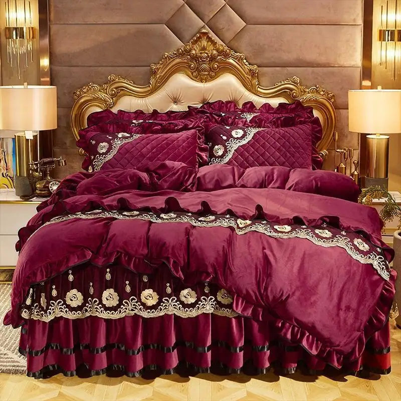 Luxurious Velvet Soft Quilted Warm Plush Bedding Set