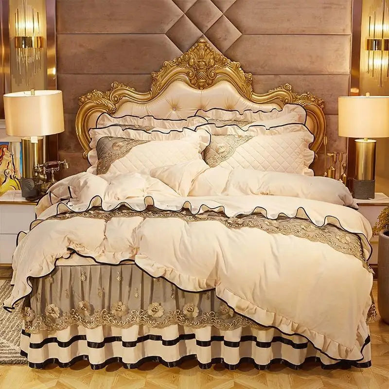 Luxurious Velvet Soft Quilted Warm Plush Bedding Set