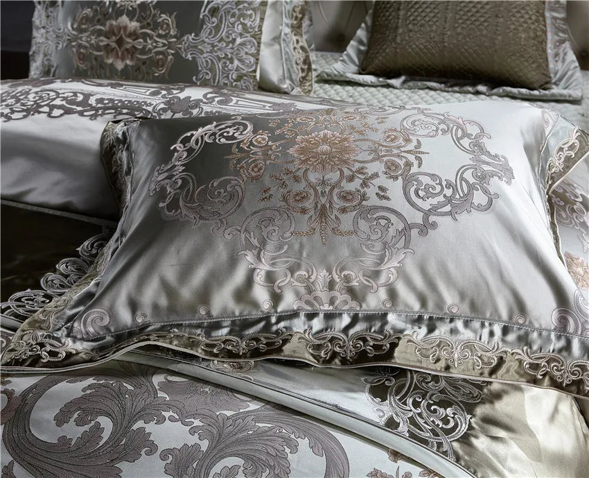 Luxury 4/6/10pcs Chic Satin Cotton Bedding Set