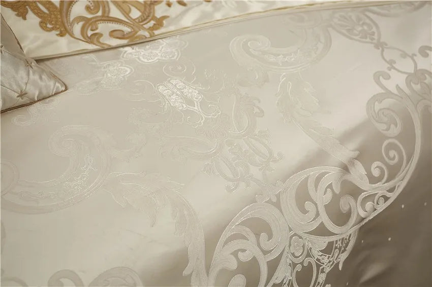 Luxury 4/6/10pcs Chic Satin Cotton Bedding Set