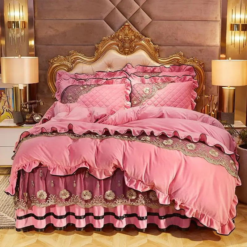 Luxurious Velvet Soft Quilted Warm Plush Bedding Set