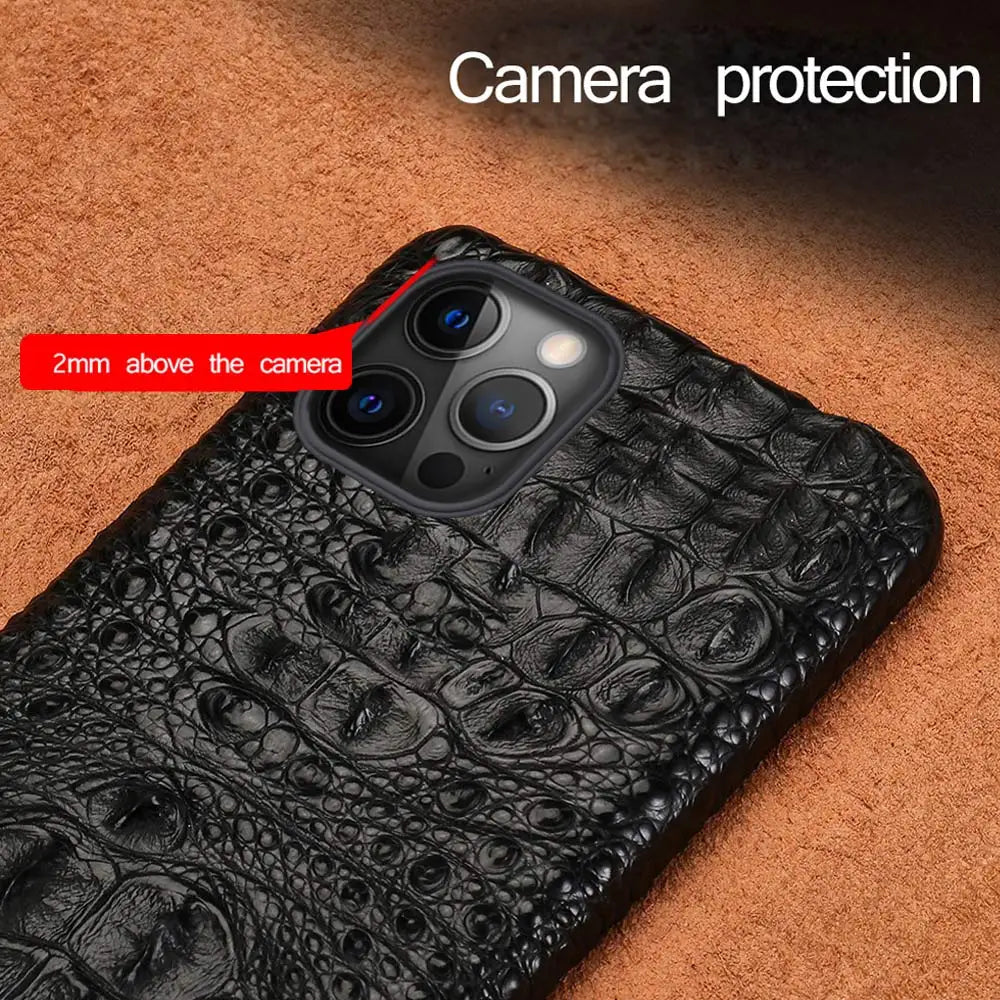 100% Genuine Crocodile Leather Phone Case For iPhone