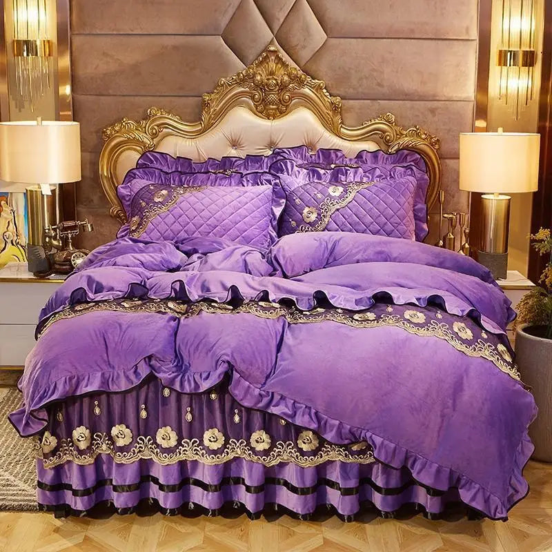 Luxurious Velvet Soft Quilted Warm Plush Bedding Set