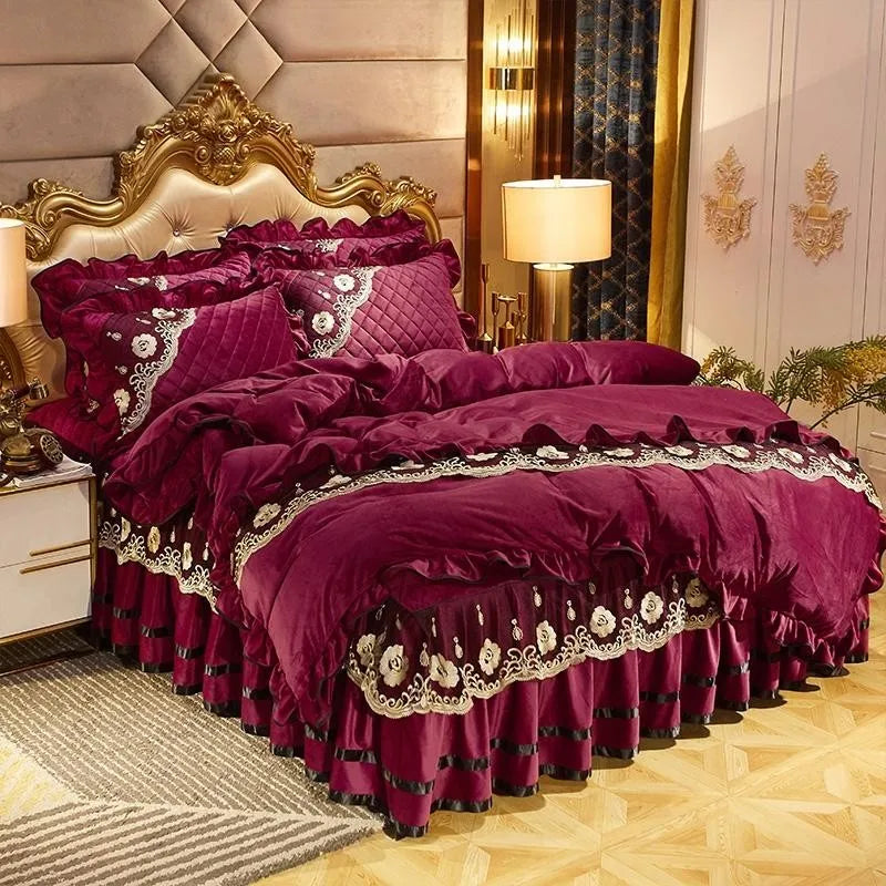 Luxurious Velvet Soft Quilted Warm Plush Bedding Set