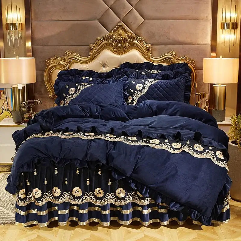 Luxurious Velvet Soft Quilted Warm Plush Bedding Set