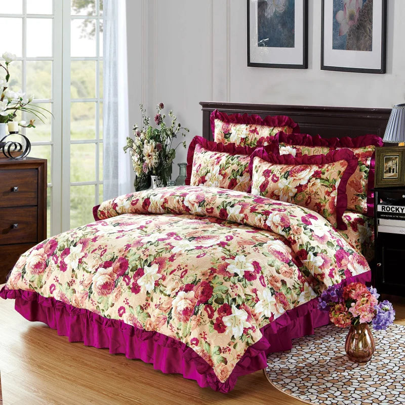 Elegant Soft Quilted Thick Bedding Set 100% Cotton