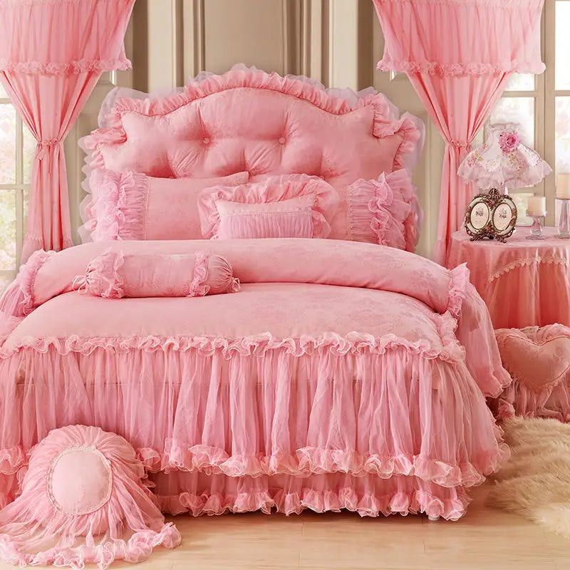 Luxurious Princess Style Lace Bedding Set