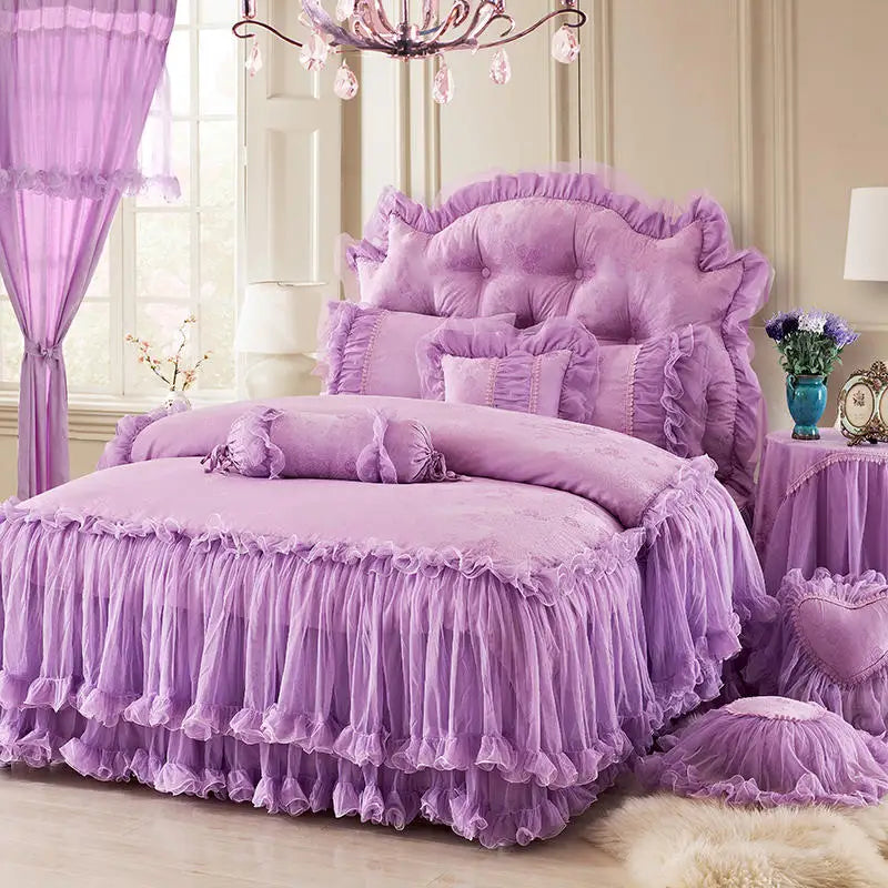 Luxurious Princess Style Lace Bedding Set