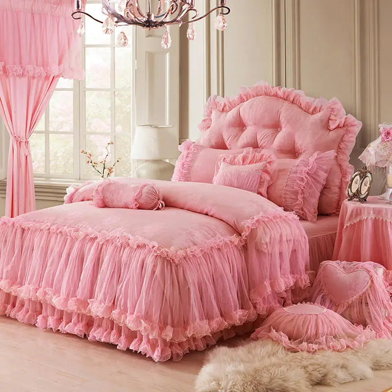 Luxurious Princess Style Lace Bedding Set