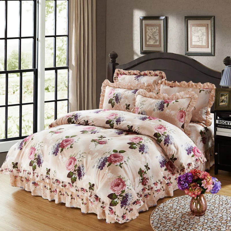 Elegant Soft Quilted Thick Bedding Set 100% Cotton