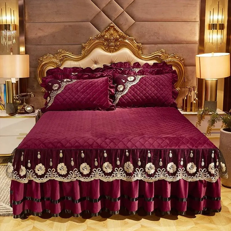 Luxurious Velvet Soft Quilted Warm Plush Bedding Set