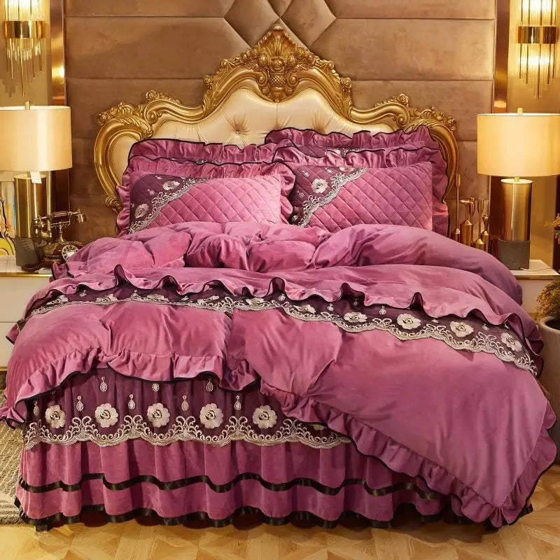 Luxurious Velvet Soft Quilted Warm Plush Bedding Set