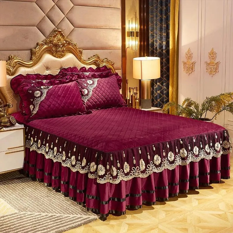 Luxurious Velvet Soft Quilted Warm Plush Bedding Set