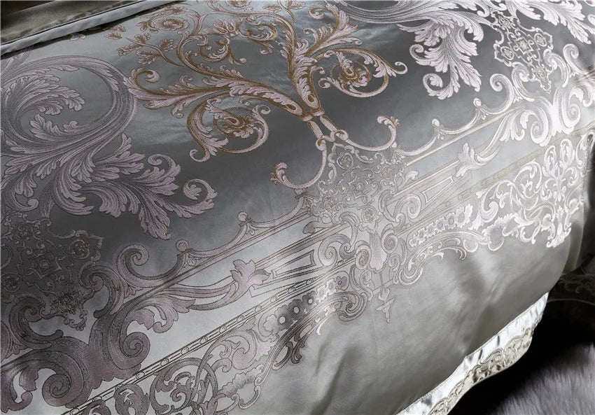Luxury 4/6/10pcs Chic Satin Cotton Bedding Set