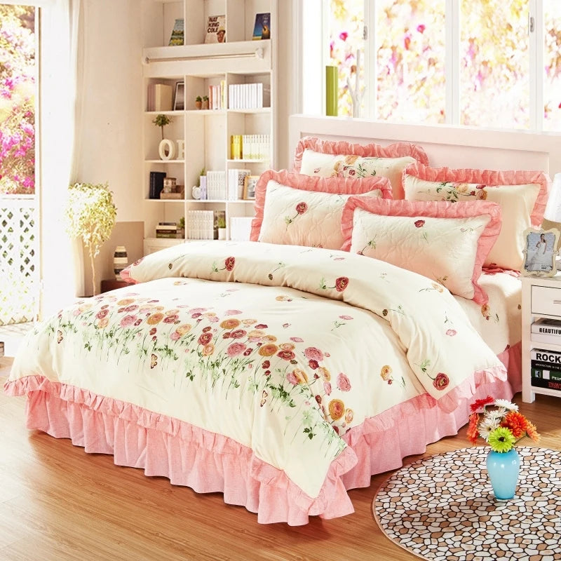 Elegant Soft Quilted Thick Bedding Set 100% Cotton