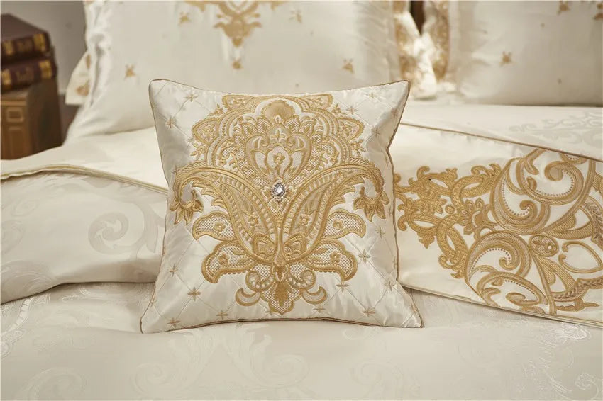 Luxury 4/6/10pcs Chic Satin Cotton Bedding Set