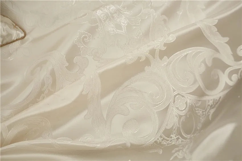 Luxury 4/6/10pcs Chic Satin Cotton Bedding Set