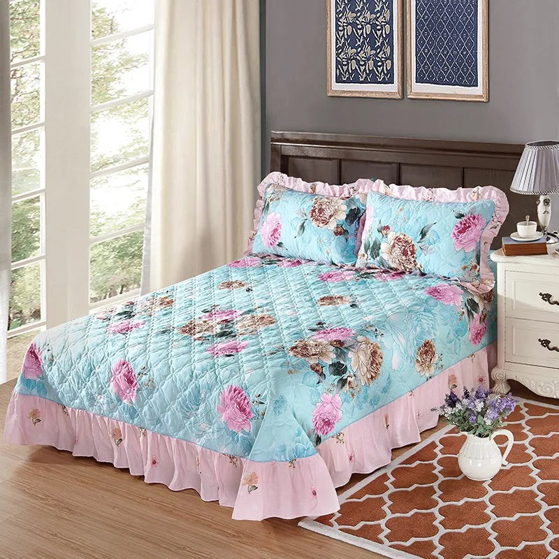Elegant Soft Quilted Thick Bedding Set 100% Cotton