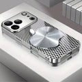 Metal Mesh Apple Texture Pattern Glass Electroplated Phone Case for iPhone
