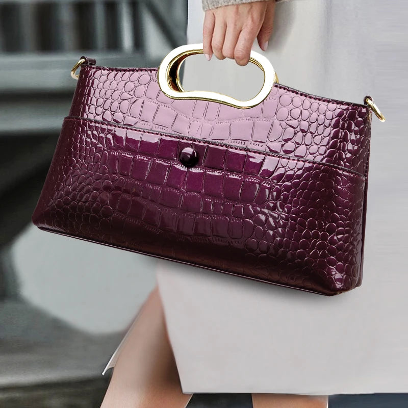 Crocodile Pattern Leather Casual Handbag