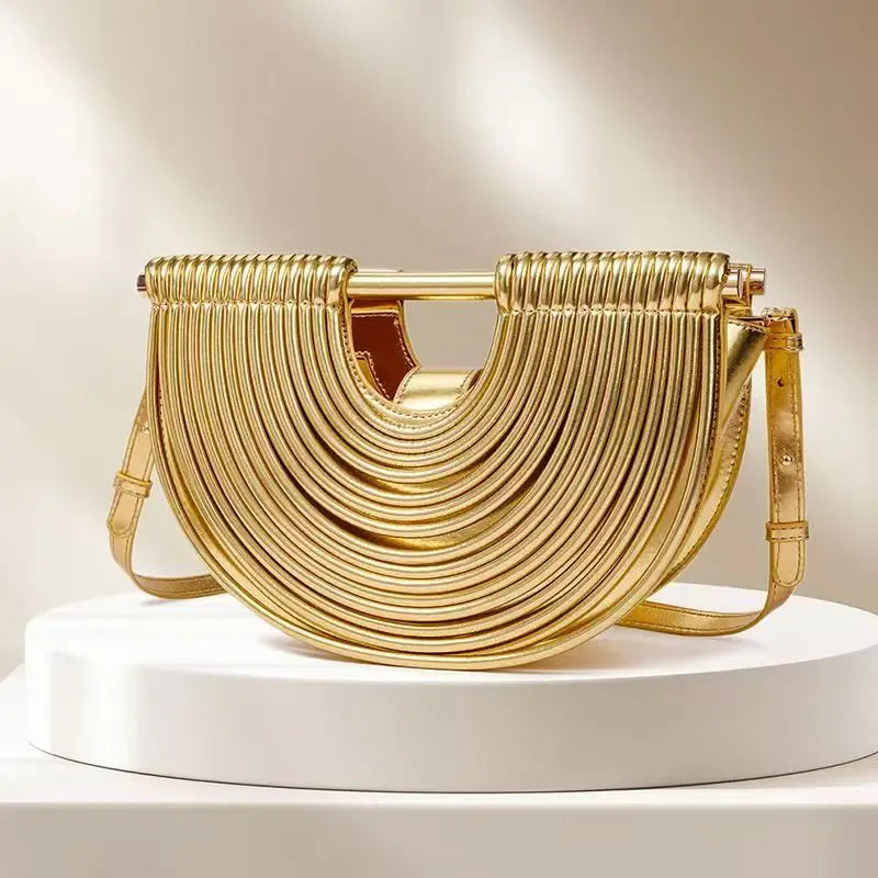 Gold Handwoven Hobo Bag Designer Evening Clutch
