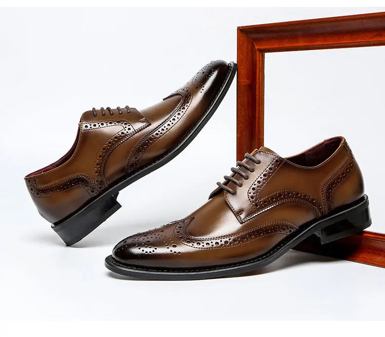 Genuine Leather Lace-up Men's Business  Dress Shoes