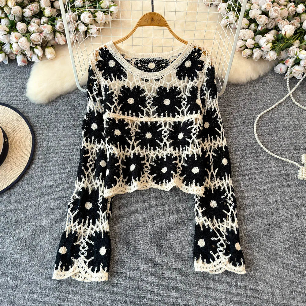 Daisy Crochet Knit Summer Sweater