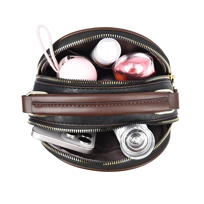 Vintage Embossed Round Shoulder Bag