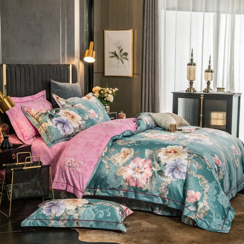 Elegant Vibrant Floral Bedding Set 100% Cotton