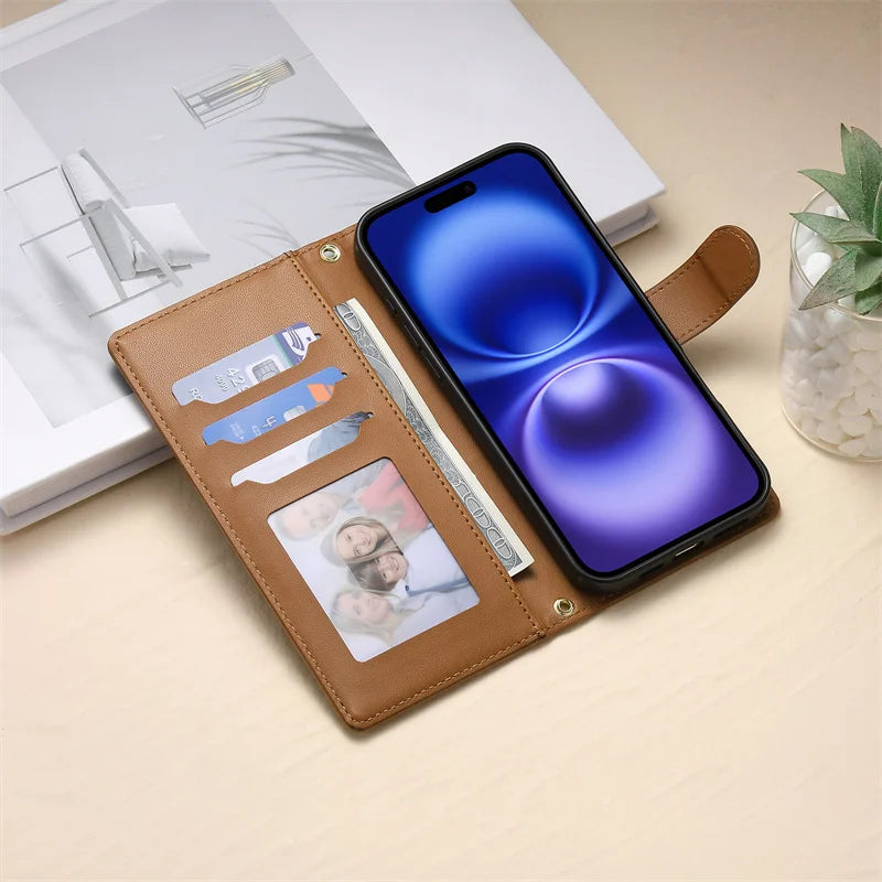 Crossbody Leather Phone Case for Samsung Galaxy – Lanyard Card Wallet Cover