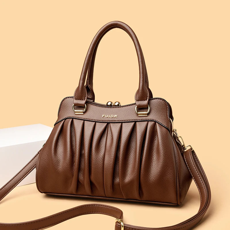 Vintage Style Clip Buckle Multi Pocket Women's Handbag