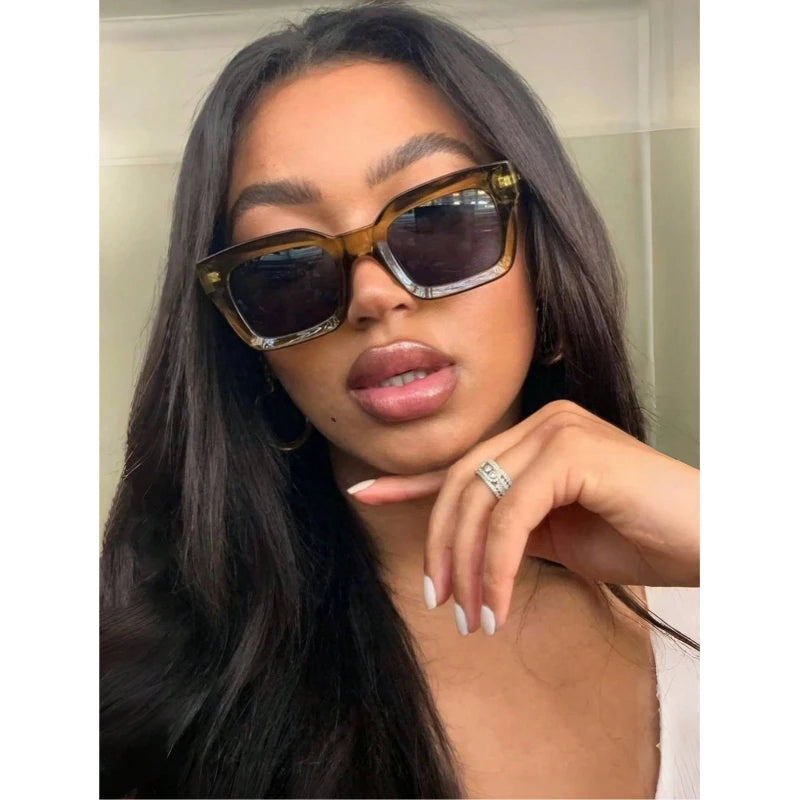 2pcs Fashion Square Thick Frame Anti Light Sunglasses UV400