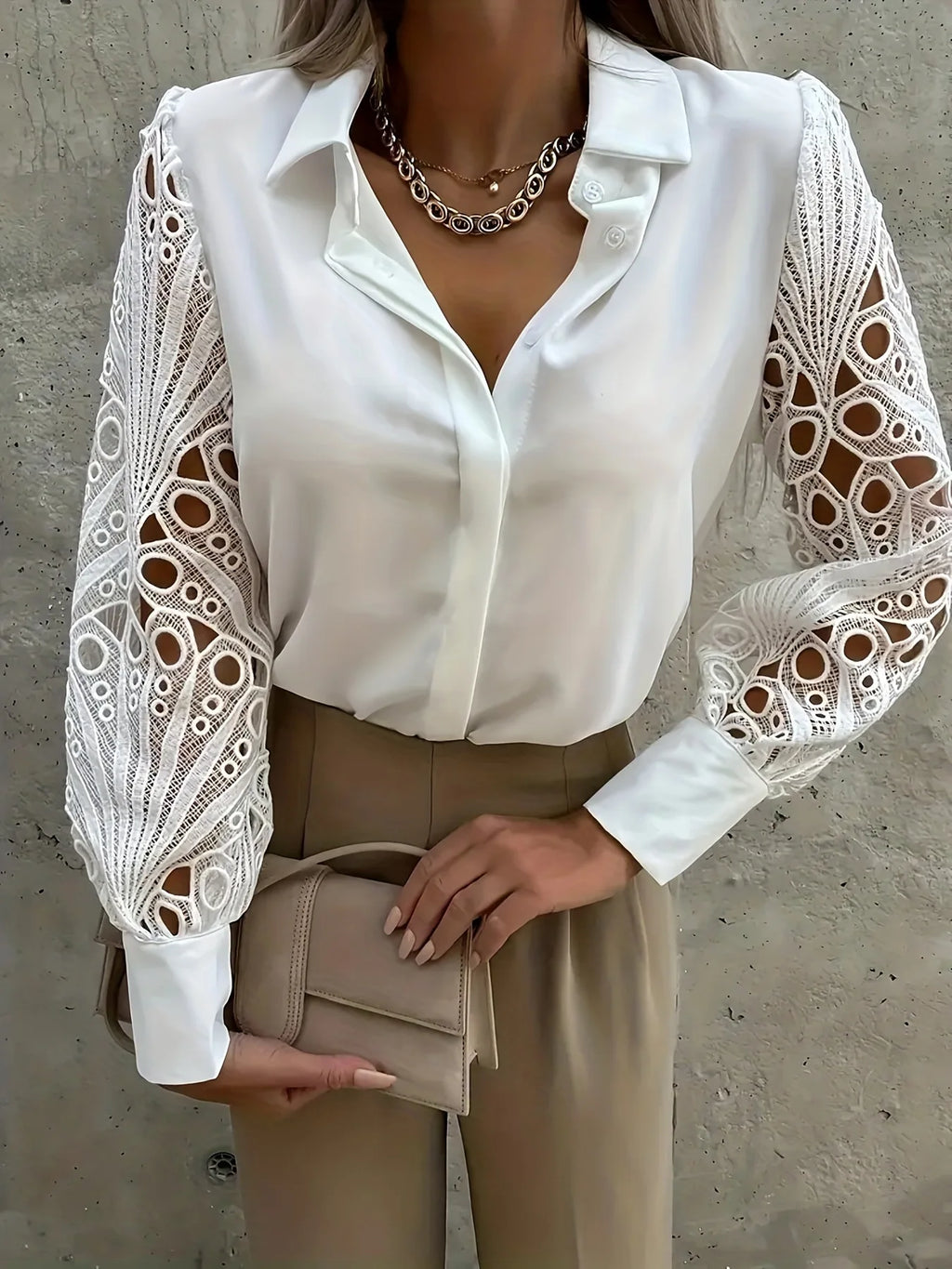 Vintage Chiffon V Neck Spring Blouse