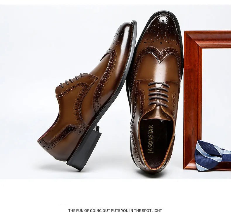 Genuine Leather Lace-up Men's Business  Dress Shoes