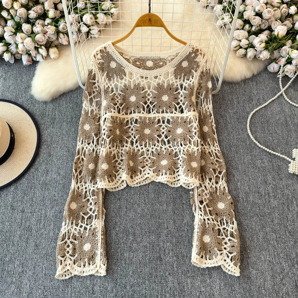 Daisy Crochet Knit Summer Sweater