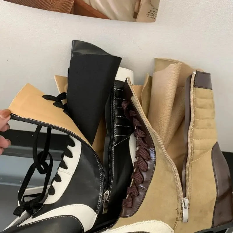 Retro Women Ankle Boots – High Top Height Boost Shoes