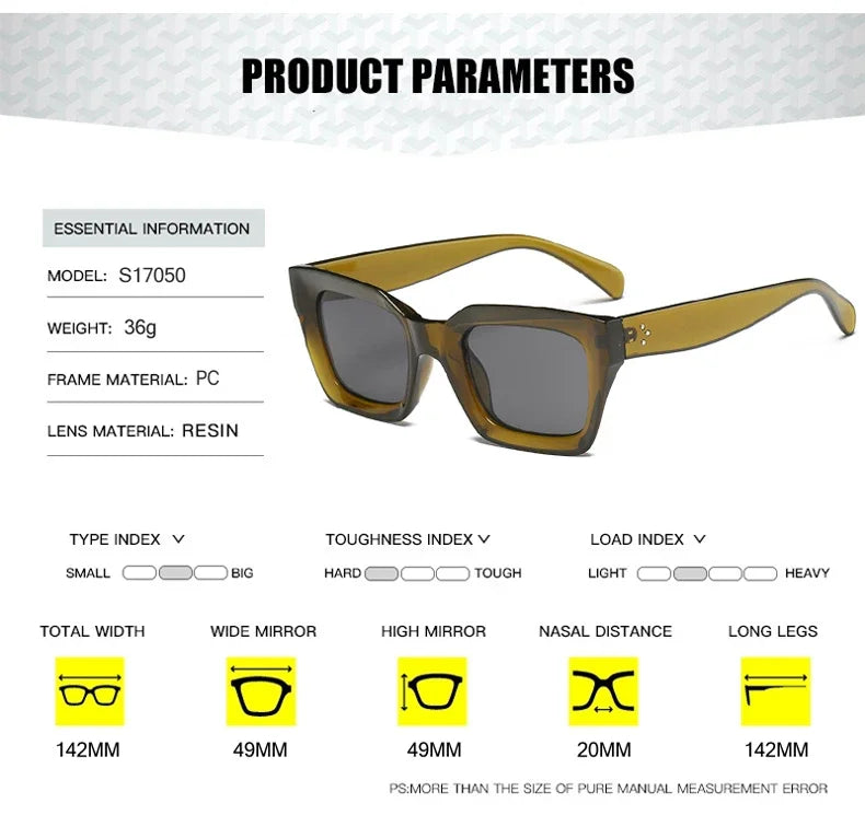 2pcs Fashion Square Thick Frame Anti Light Sunglasses UV400