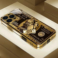 Elegant Wealth Pattern Gold Metallic Paint Glass iPhone Case