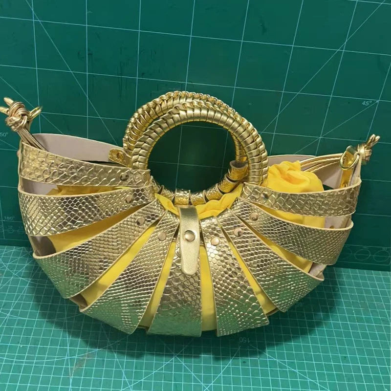 Half Moon Ring Shell Crossbody Bag