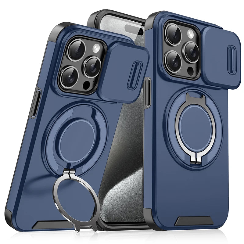 Heavy Duty iPhone Case with 360° Rotating Ring – Car Mount Holder TPU + PC Bumper