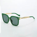 Vintage Golden Chain Embellished Black Square Sunglasses