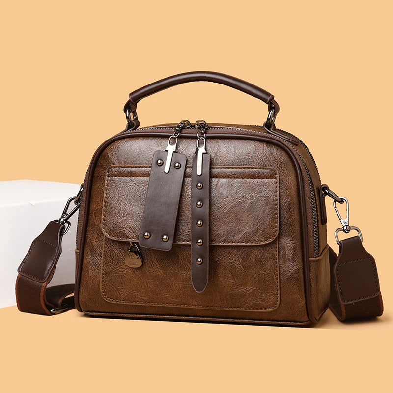 Women's Soft Leather Top-Handle Shoulder Bag
