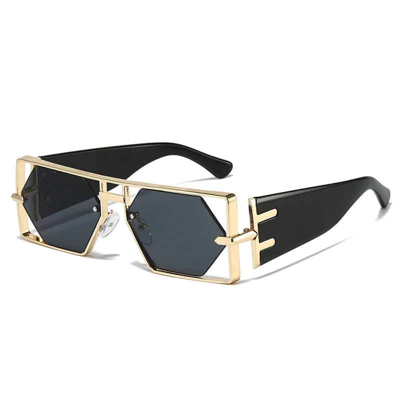 Steampunk Rectangle Metal Frame Sunglasses UV400 
