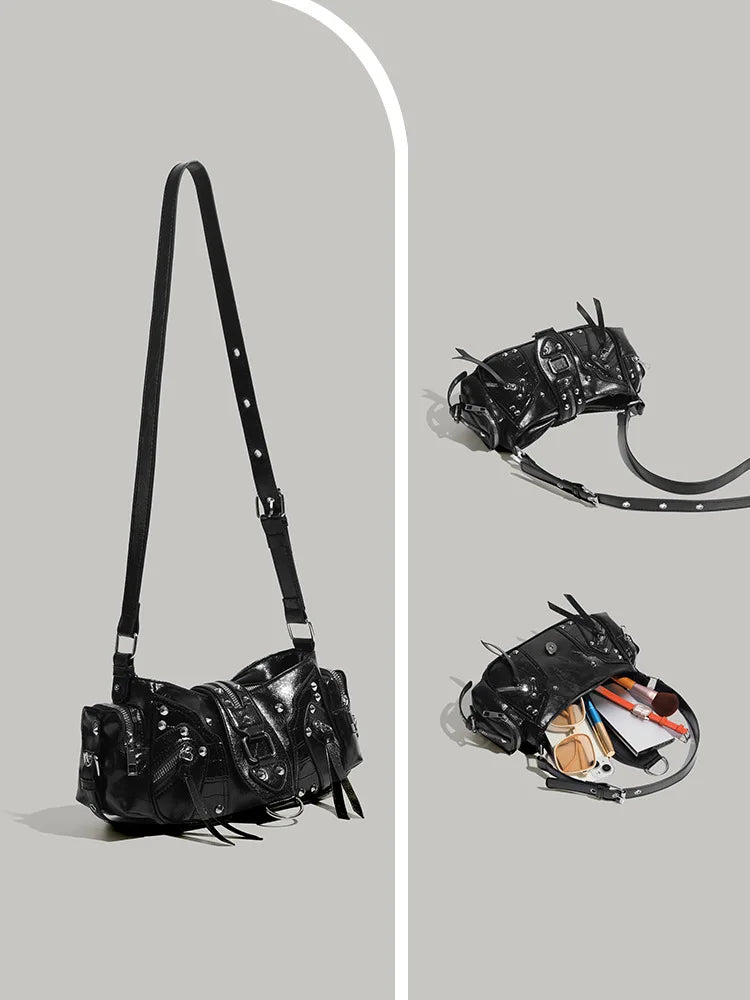 Women’s Studded PU Leather Shoulder Bag