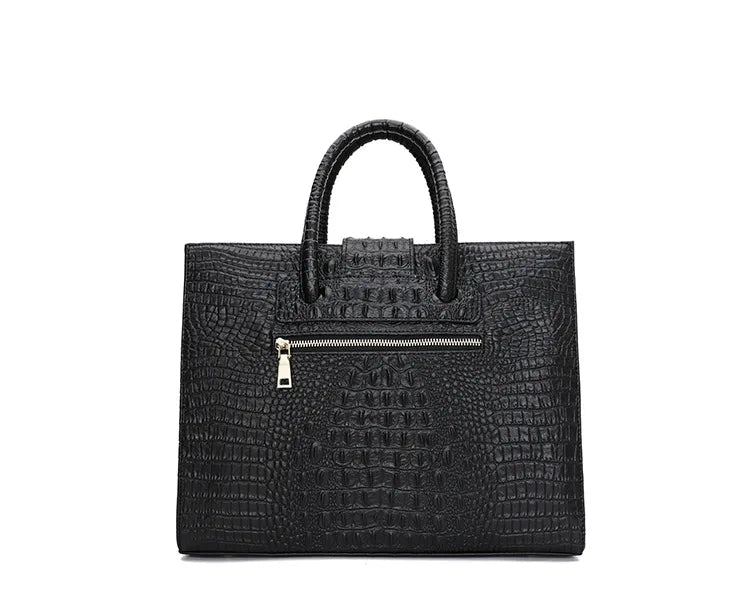 Large Crocodile Pattern Genuine Leather Shoulder Bag