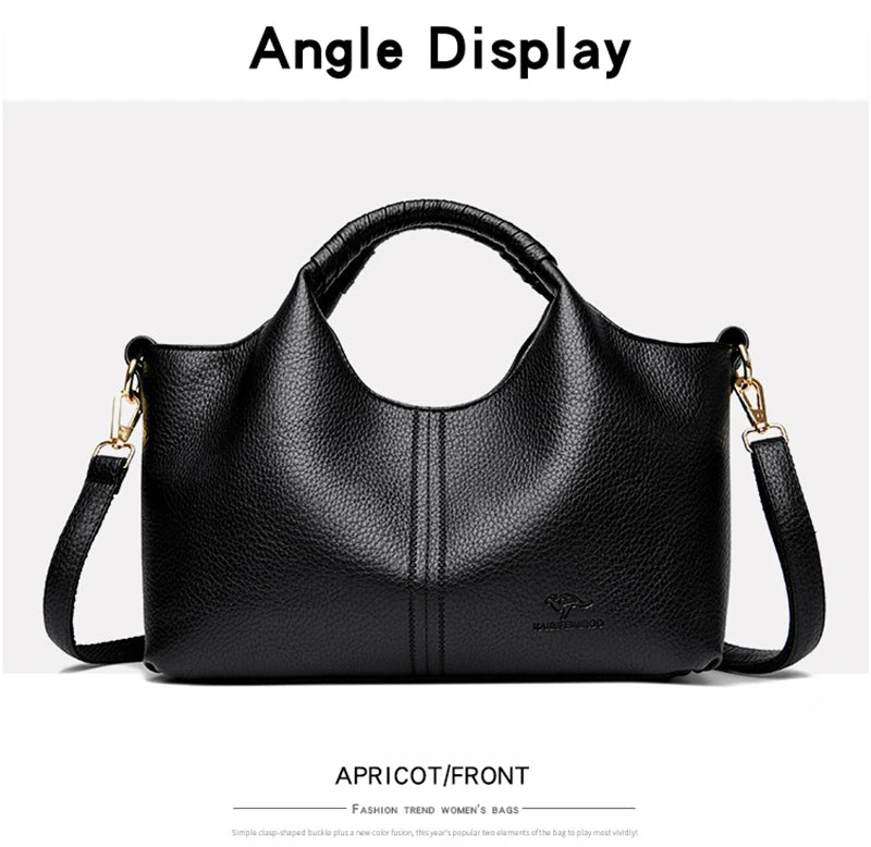 Leather Diagonal Crossbody Tote Bag