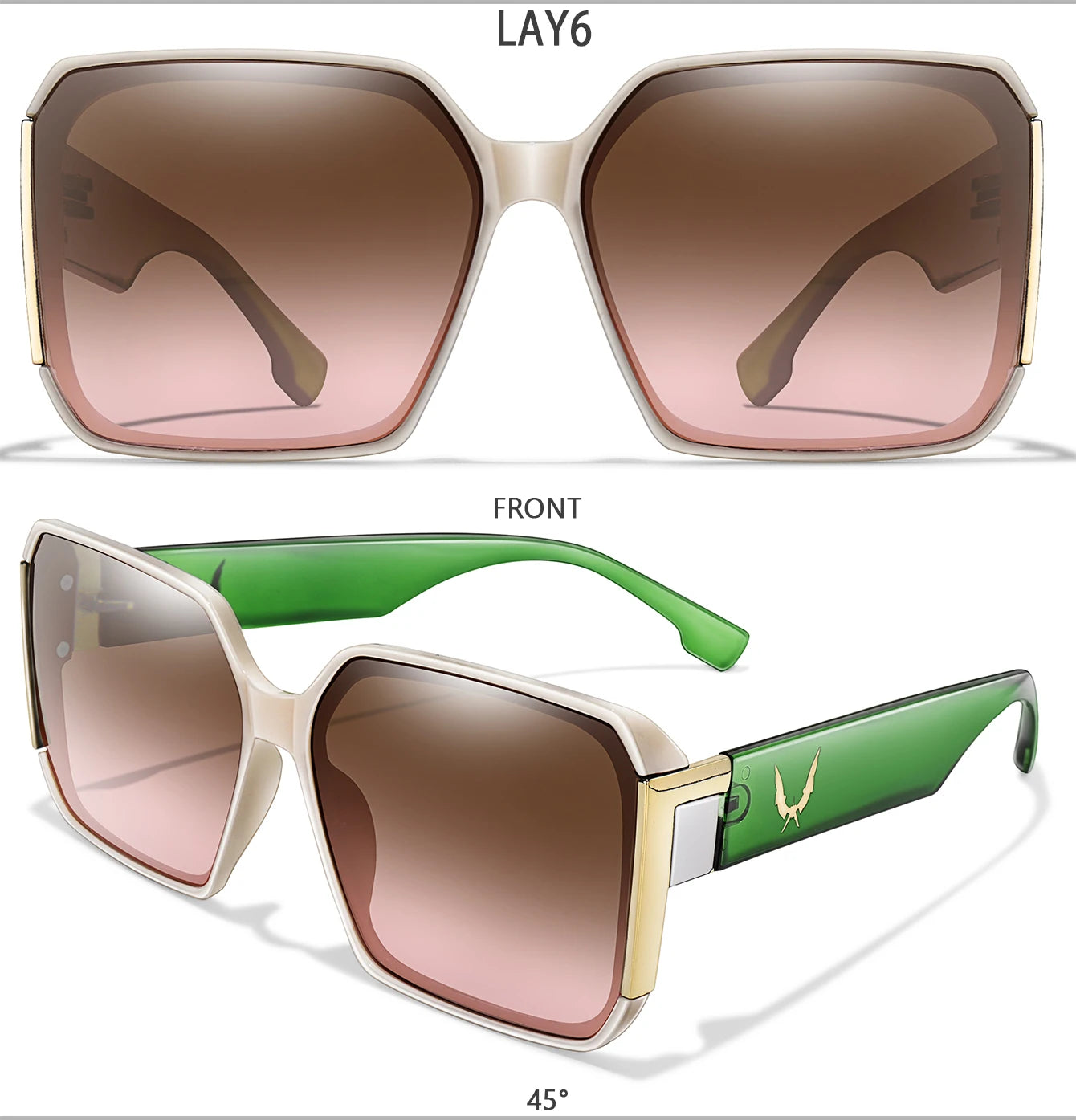 Elegant 2 Packs Unisex Square Sunglasses With UV Protection