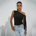 Women’s Elegant Sleeveless Slim Fit Top with Knot Necktie